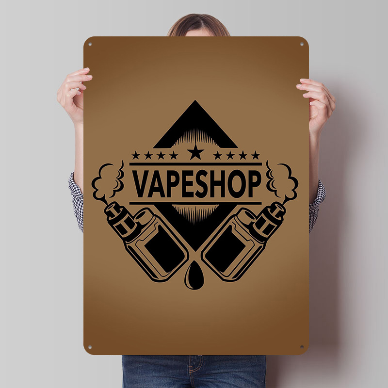 Vaping Shop - Pósteres de hojalata con logotipo de