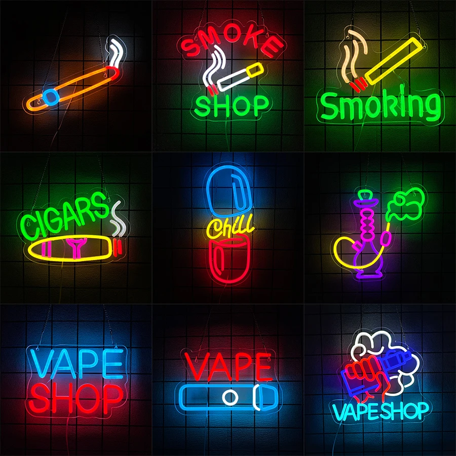 Vaping Shop - Letrero de neón para cachimba, para